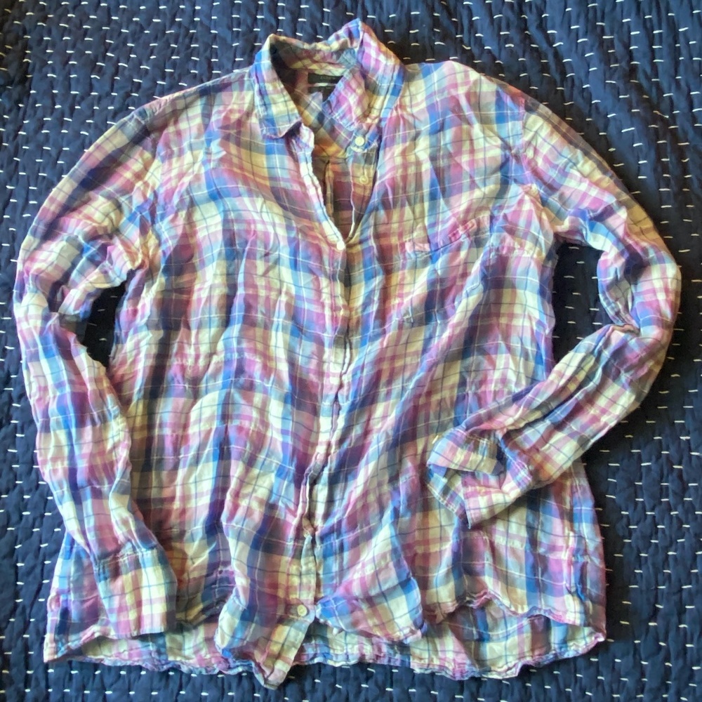 J Crew Plaid Gauze  Boy Button up shirt - 10